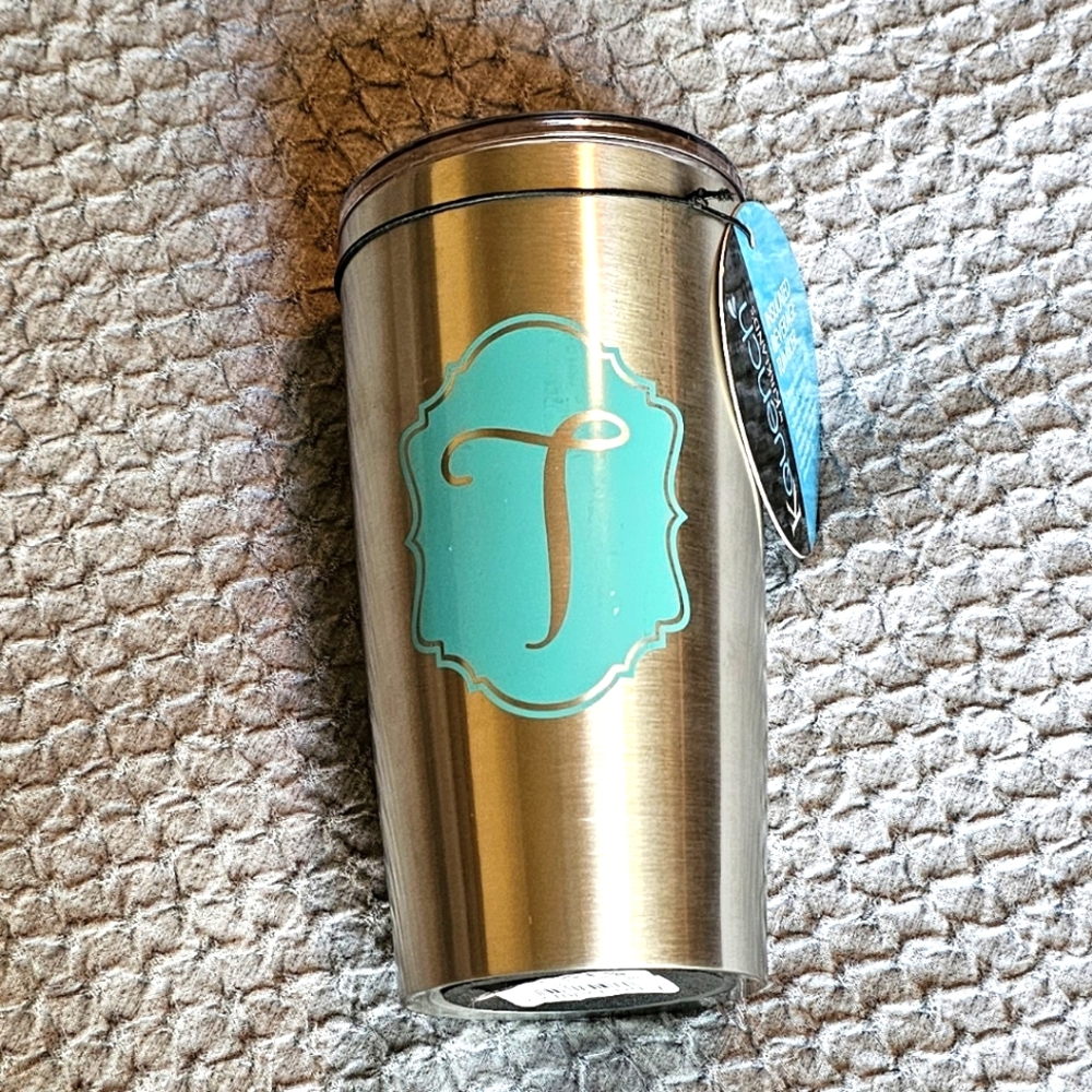 Kirklands Monogram T Initial Stainless Steel Tumbler 18oz NWT